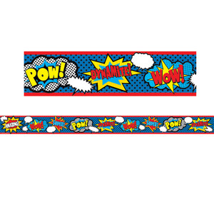 Superhero Straight Rolled Border Trim, 50 Feet Per Roll, 3 Rolls Superhero Straight Rolled Border Trim, 50 Feet Per Roll, 3 Rolls