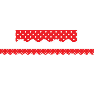 Red Mini Polka Dots Border Trim, 35 Feet Per Pack, 6 Packs Red Mini Polka Dots Border Trim, 35 Feet Per Pack, 6 Packs