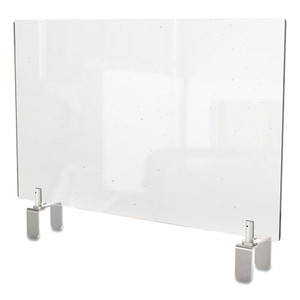 Clear Partition Extender with Attached Clamp, 36 x 3.88 x 18, Thermoplastic Sheeting Clear Partition Extender with Attached Clamp, 36 x 3.88 x 18, Thermoplastic Sheeting