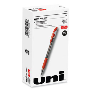 Signo GRIP Gel Pen, Stick, Medium 0.7 mm, Red Ink, Clear/Red/Silver Barrel, Dozen Signo GRIP Gel Pen, Stick, Medium 0.7 mm, Red Ink, Clear/Red/Silver Barrel, Dozen