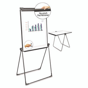 Foldable Double-Sided Dry Erase Easel, 29" x 41", White Surface, Black Plastic Frame Foldable Double-Sided Dry Erase Easel, 29" x 41", White Surface, Black Plastic Frame