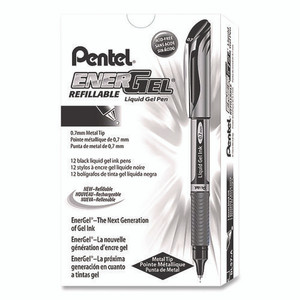EnerGel Deluxe Gel Pen, Stick, Medium 0.7 mm, Black Ink, Silver/Black Barrel, Dozen EnerGel Deluxe Gel Pen, Stick, Medium 0.7 mm, Black Ink, Silver/Black Barrel, Dozen