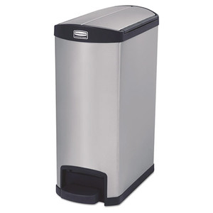 Slim Jim Stainless Steel Step-On Container, End Step Style, 13 gal, Stainless Steel, Black Slim Jim Stainless Steel Step-On Container, End Step Style, 13 gal, Stainless Steel, Black