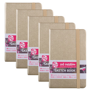 Sketchbook, 80 Sheets, 90lbs, White Gold Cover, 3.5" x 5.5", Pack of 5 Sketchbook, 80 Sheets, 90lbs, White Gold Cover, 3.5" x 5.5", Pack of 5