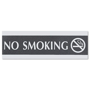 Century Series Office Sign, NO SMOKING, 9 x 3, Black/Silver Century Series Office Sign, NO SMOKING, 9 x 3, Black/Silver