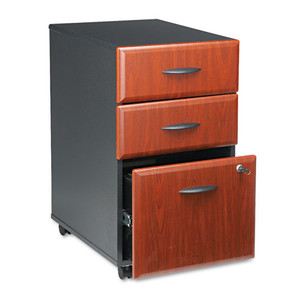 Mobile Pedestal File, Left/Right, 3-Drawers: Box/Box/File, Legal/Letter/A4/A5, Hansen Cherry/Galaxy, 15.75" x 20.25" x 27.88" Mobile Pedestal File, Left/Right, 3-Drawers: Box/Box/File, Legal/Letter/A4/A5, Hansen Cherry/Galaxy, 15.75" x 20.25" x 27.88"