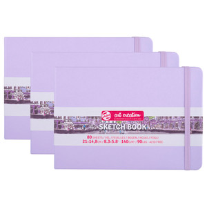 Sketchbook, 80 Sheets, 90lbs, Pastel Violet Cover, 8.3" x 5.8" (A5), Pack of 3 Sketchbook, 80 Sheets, 90lbs, Pastel Violet Cover, 8.3" x 5.8" (A5), Pack of 3