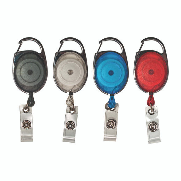 Retractable Carabiner Style Badge Reels with Badge Strap, Assorted, Pack of 20
