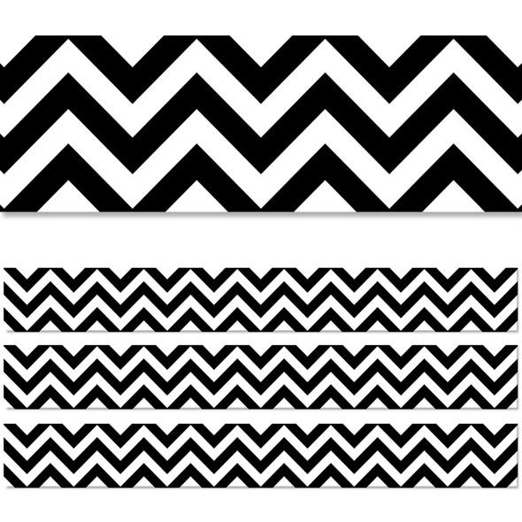 Black Chevron EZ Border, 48 Feet, 3 Packs