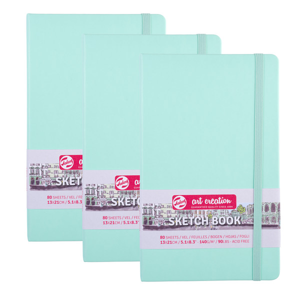Sketchbook, 80 Sheets, 90lbs, Fresh Mint Cover, 5.1" x 8.3", Pack of 3