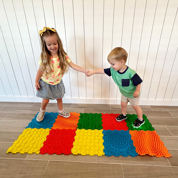 Locking Sensory Tactile Tiles, Assorted Colors, 11.8" x 11.8" x 0.6", Set of 6 Locking Sensory Tactile Tiles, Assorted Colors, 11.8" x 11.8" x 0.6", Set of 6