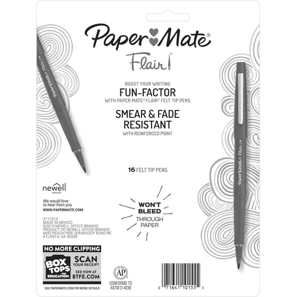 Flair Felt Tip Pens, Bold Tip (1.2 mm), Assorted Colors, 16 Count Flair Felt Tip Pens, Bold Tip (1.2 mm), Assorted Colors, 16 Count