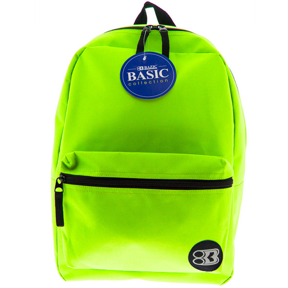Basic Backpack, 16", Lime Green, Pack of 2 Basic Backpack, 16", Lime Green, Pack of 2