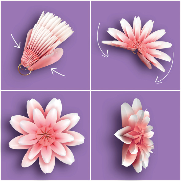 Floral Bloom Paper Flowers, Pack of 4 Floral Bloom Paper Flowers, Pack of 4