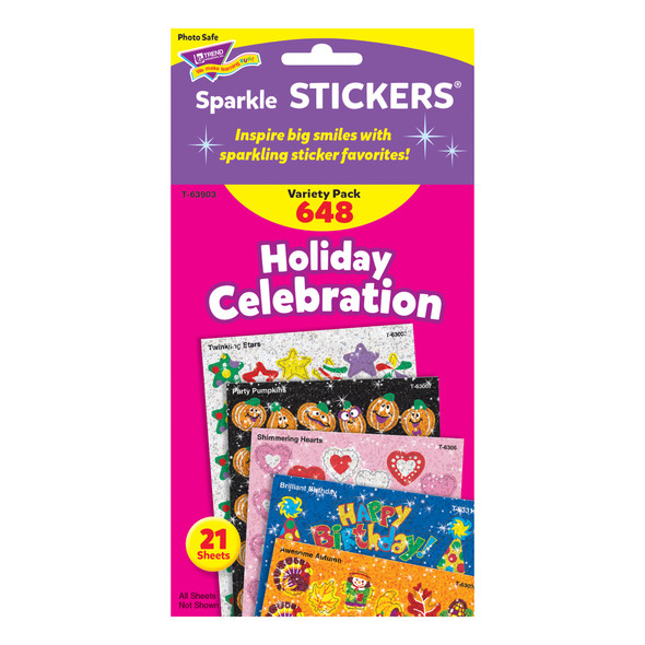 Holiday Celebration Sparkle Stickers® Variety Pack, 648 Per Pack, 2 Packs Holiday Celebration Sparkle Stickers® Variety Pack, 648 Per Pack, 2 Packs