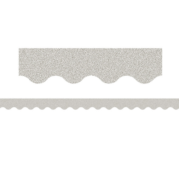 Silver Glitz Scalloped Border Trim, 35 Feet Per Pack, 3 Packs