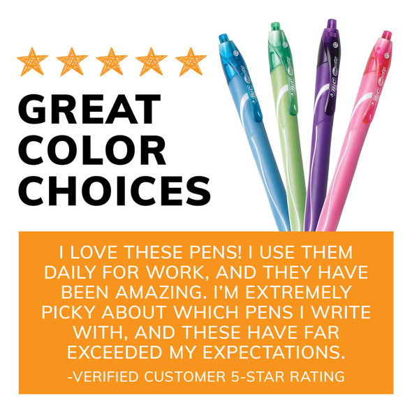 Gel-ocity® Quick Dry Retractable Gel Pens, Assorted Fashion Colors, Pack of 12