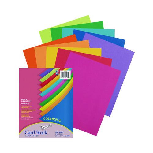 Colorful Card Stock Assortment, 10 Colors, 8-1/2" x 11", 250 Sheets