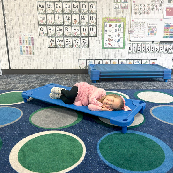 Stackable Toddler Cot, 40" x 23" x 7", Blue