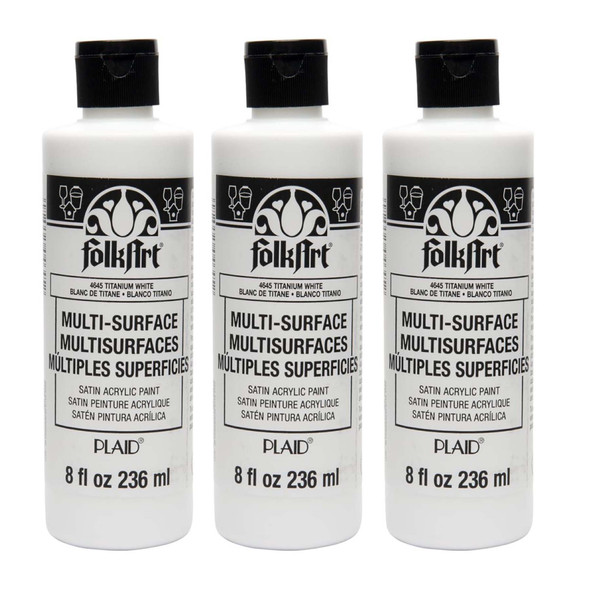 Acrylic Paint Multi-Surface Satin, 8oz., Titanium White, Pack of 3