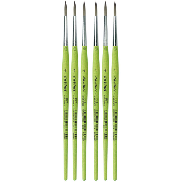 FIT Synthetics Student Brush, Synthetic, Acrylic & Tempera, Round, Series 373, Size 4, Pack of 6