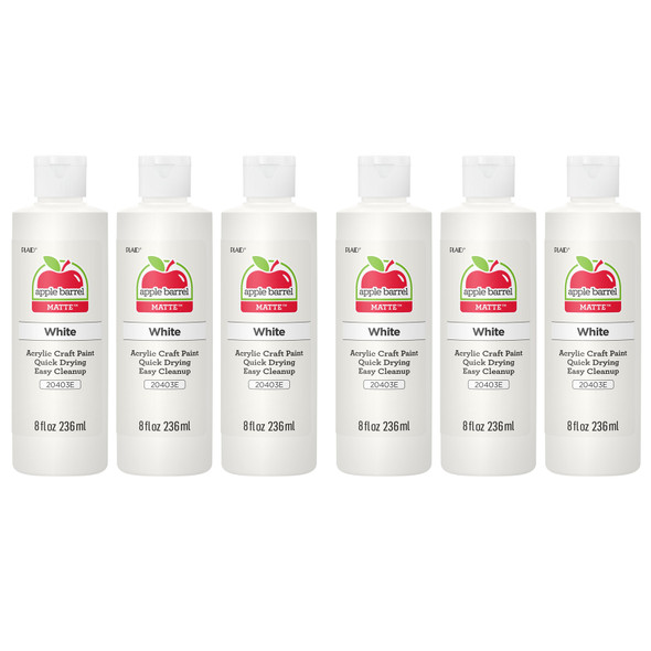 Acrylic Paint Matte, 8oz., White, Pack of 6