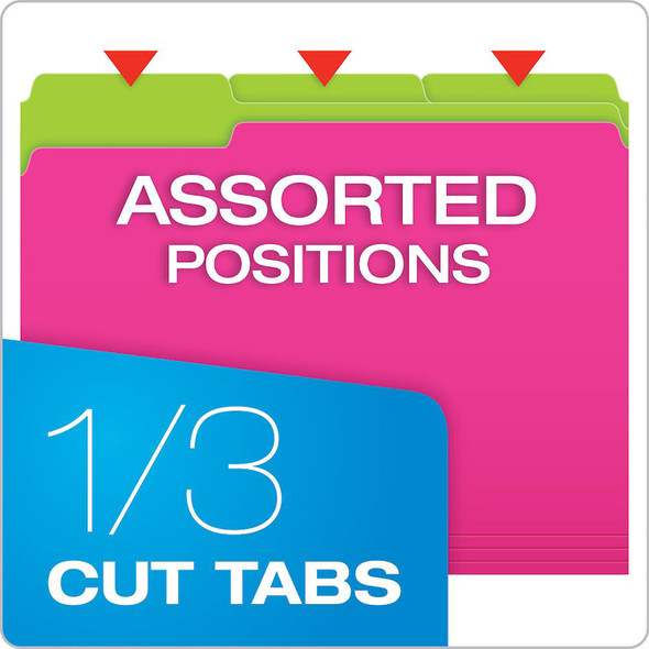 Twisted Glow File Folders, Letter Size, Assorted Colors, 1/3 Cut, 12 Per Pack, 2 Packs