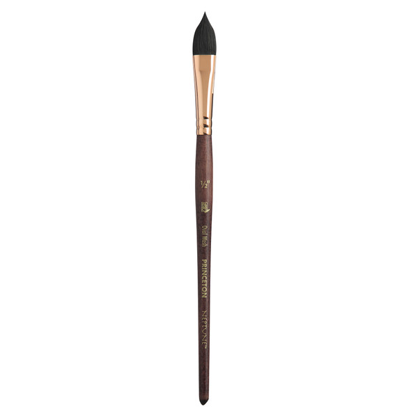 Neptune Oval Wash Brush, Synthetic Bristles, Short Handle Watercolor Paintbrush, Dark Wood, Size 1/2 inch, 1 Count
