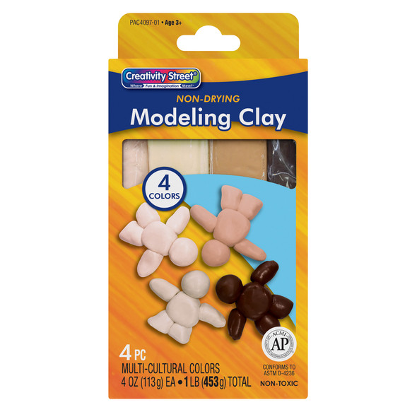 Modeling Clay, 4 Multi-Cultural Assortment, 1 lb/4 Sticks Per Pack, 12 Packs