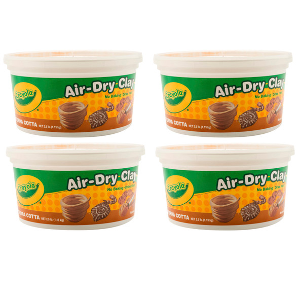 Air-Dry Clay, Terra Cotta, 2.5 lb Tub, Pack of 4