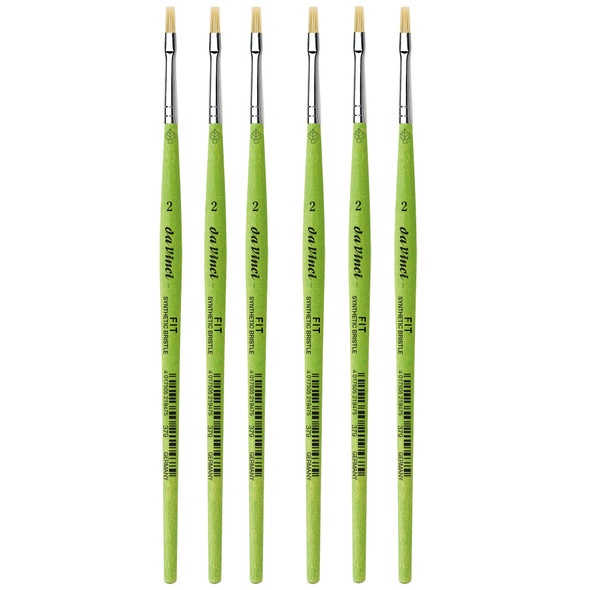 FIT Synthetics Student Brush, Synthetic, Acrylic & Oil, Flat, Series 379, Size 2, Pack of 6