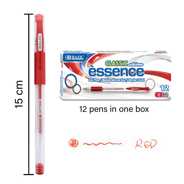 Essence Gel Pen with Cushion Grip, Red, 12 Per Box, 6 Boxes Essence Gel Pen with Cushion Grip, Red, 12 Per Box, 6 Boxes