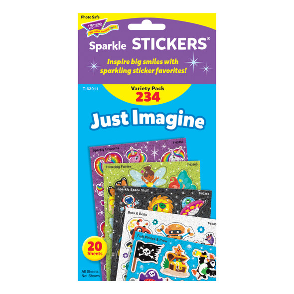 Just Imagine Sparkle Stickers® Variety Pack, 234 Per Pack, 2 Packs Just Imagine Sparkle Stickers® Variety Pack, 234 Per Pack, 2 Packs