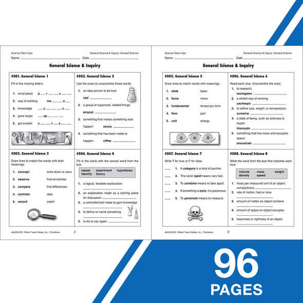 Science Warm-Ups Resource Book, Grade 5-8, Paperback