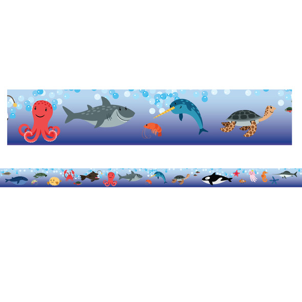 Borders/Trims, Magnetic, Rectangle Cut - 1-1/2" x 24", Sea Life Theme, 24' per Pack, 2 Packs