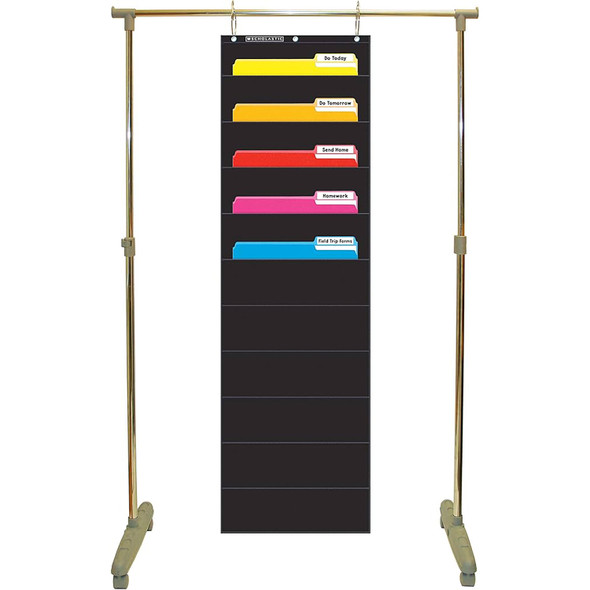File Organizer 10-Pocket Chart, 14" x 46-1/2", Black