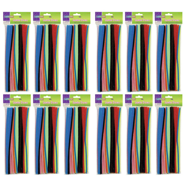 Jumbo Stems, Assorted, 12" x 6 mm, 100 Pieces Per Pack, 12 Packs