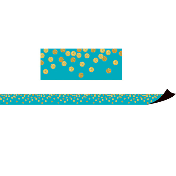 Teal Confetti Magnetic Border, 24 Feet Per Pack, 3 Packs