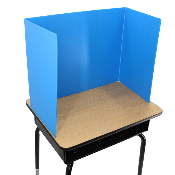 Blue Premium Corrugated Plastic Study Carrel, Pack of 24
