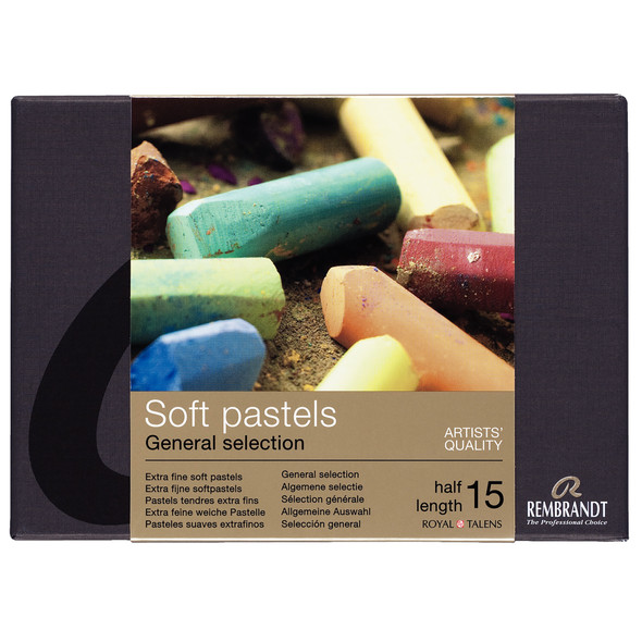 Soft Pastel Cardboard Box Set, General Selection, 15 Half Sticks