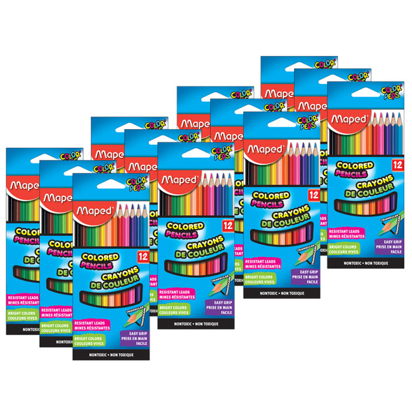 Triangular Colored Pencils, 12 Per Pack, 12 Packs