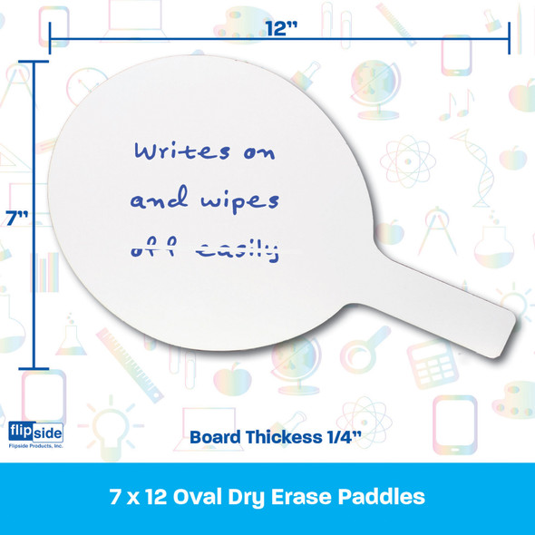 Oval Dry Erase Answer Paddles, 7" x 12", Pack of 12