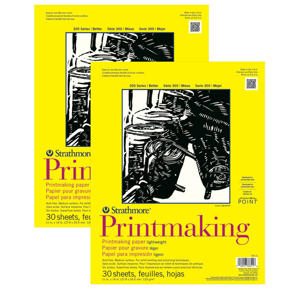 300 Series Printmaking Pad, Glue Binding, 30 Sheet, 11x14 inch, Pack of 2
