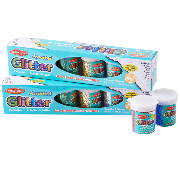 Creative Arts™ Glitter, Assorted Colors, .75 oz. Shakers, 12 Per Pack, 2 Packs Creative Arts™ Glitter, Assorted Colors, .75 oz. Shakers, 12 Per Pack, 2 Packs