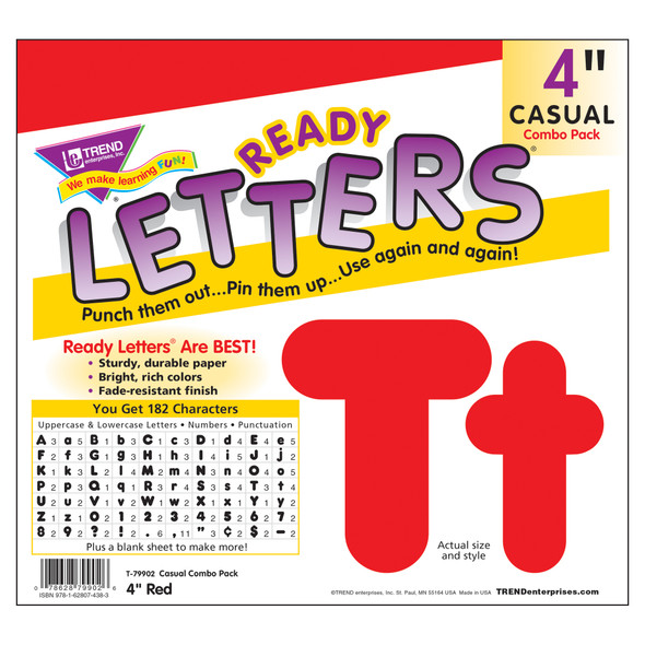 Red 4-Inch Casual Uppercase/Lowercase Combo Pack Ready Letters®, 182 Per Pack, 3 Packs Red 4-Inch Casual Uppercase/Lowercase Combo Pack Ready Letters®, 182 Per Pack, 3 Packs