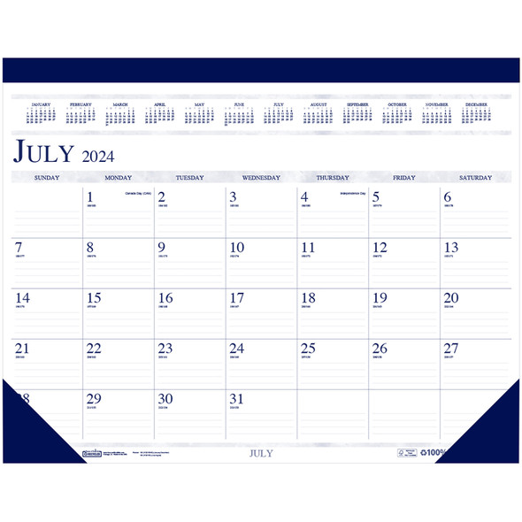 Monthly Academic Calendar Classic Desk Pad, 14 Months (Jul-Aug), 22" x 17" Monthly Academic Calendar Classic Desk Pad, 14 Months (Jul-Aug), 22" x 17"