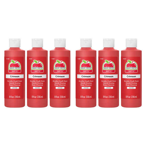 Acrylic Paint Matte, 8oz., Crimson, Pack of 6