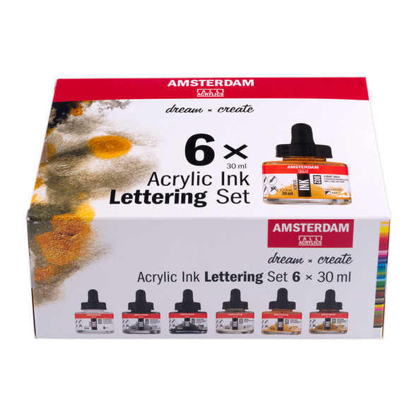 Acrylic Ink Lettering Set, 6 x 30 mL