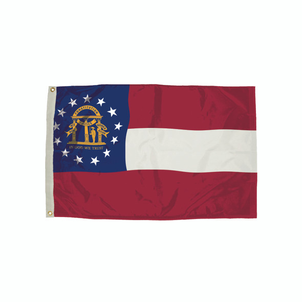 Durawavez Nylon Outdoor Flag with Heading & Grommets, Georgia, 3ft x 5ft