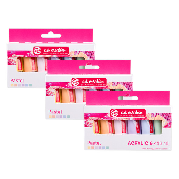 Acrylic Set, 12mL, Pastel, 6 Per Set, 3 Sets